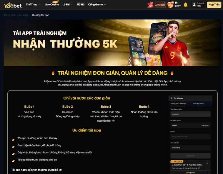 Hướng Dẫn Chi Tiết Các Bước Nhận Thưởng Từ Nhà Cái VaoBet Cho Mọi Cược Thủ