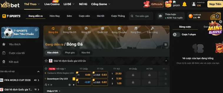 Sảnh Thể Thao T Sports Tại VaoBet Đẳng Cấp Cho Các Tín Đồ Đam Mê Cá Cược