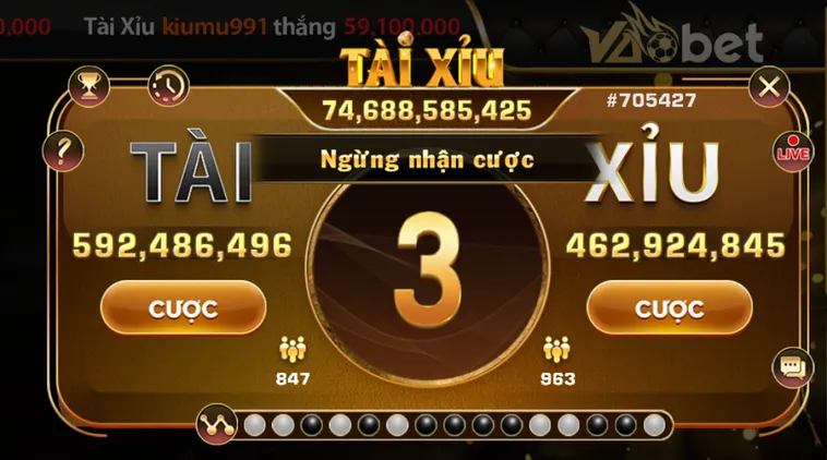 Tài Xỉu Live Tại Vaobet Sân Chơi Cá Cược Đỉnh Cao Cho Mọi Game Thủ
